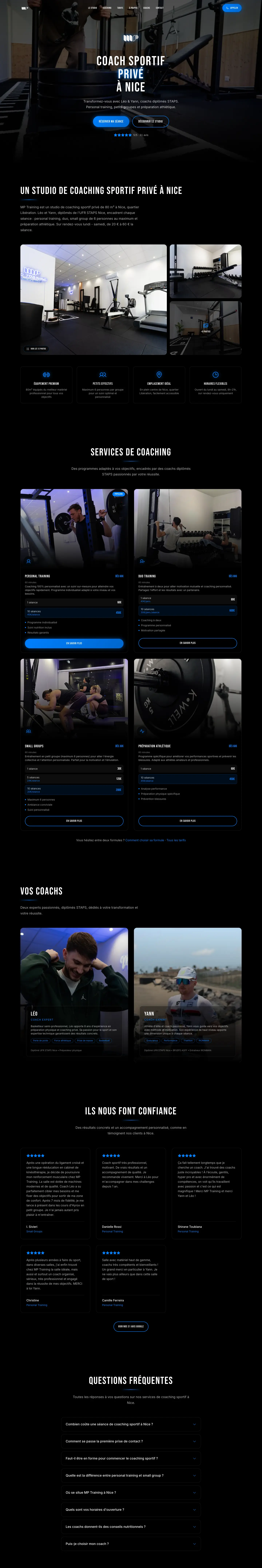 mptraining.fr, la page d’accueil en entier