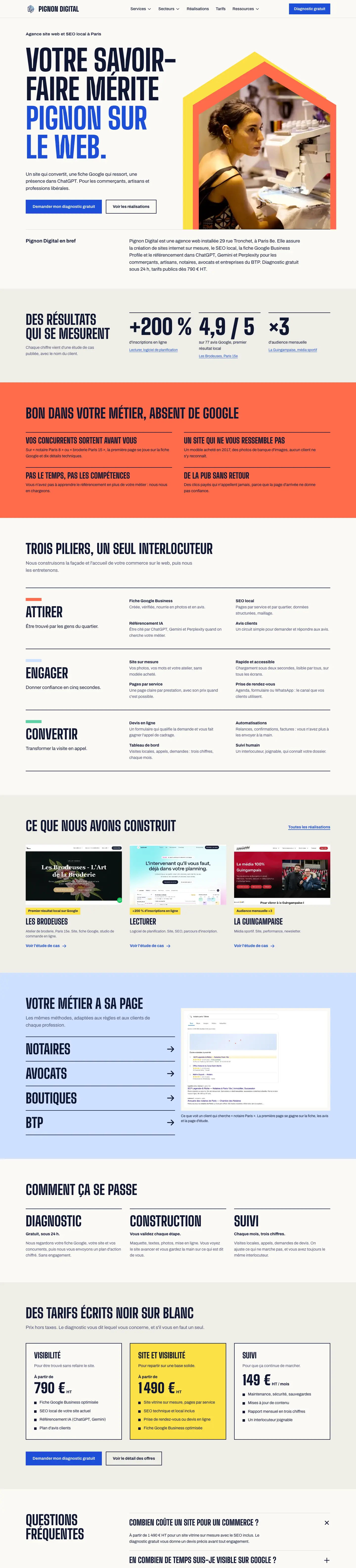 pignondigital.com, la page d’accueil en entier